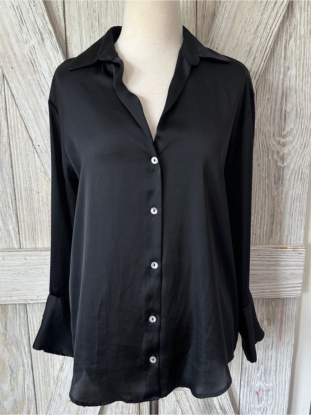 ZARA Black Satin Effect Boho Chic Top - Picture 3 of 5